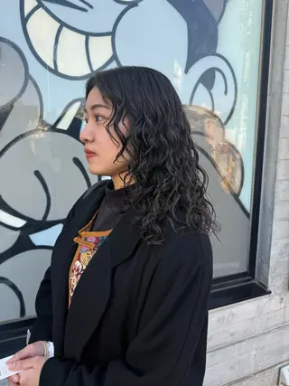 セミロング デジタルパーマ/ ウェーブパーマ/神野のヘアスタイル