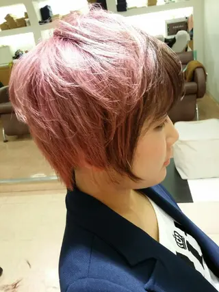 ショート カラー きむえり/髪質改善 /セット/カラーのヘアスタイル