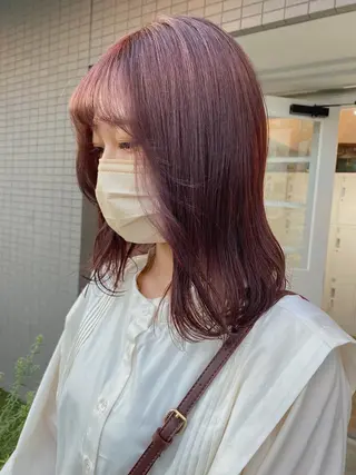 セミロング カラー ヘアアレンジ 🧡梅田ハイトーン カラー🧡runaのヘアスタイル