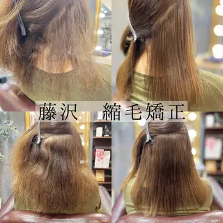 セミロング カラー パーマ 髪質改善縮毛矯正 撮影モデル@藤沢駅のヘアスタイル