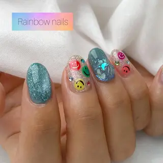 ネイル Rainbow nailsくろちゃんのネイルデザイン
