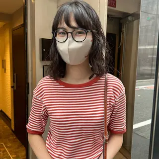 ミディアム パーマ soöze所属・sena/博多/ コテ巻き風パーマのヘアスタイル