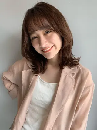 ミディアム カラー 透明感/オリーブ/ グレージュ/YUKAのヘアスタイル