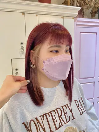 ミディアム カラー 梅田ハイトーン チダ ヒナノのヘアスタイル