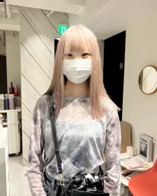 ロング カラー kanta 梅田 韓国ハイトーンのヘアスタイル