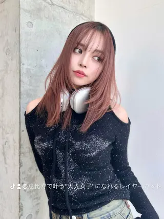 ミディアム カラー KURO/韓国ヘア /レイヤーカットのヘアスタイル