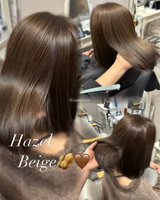 セミロング カラー estrela エストレーラ所属・ブリーチなしカラー 🥣髪質改善/はなえのヘアスタイル