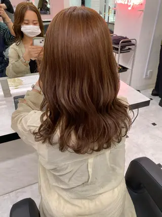 セミロング カラー ダブルカラー 韓国ヘアKYONのヘアスタイル
