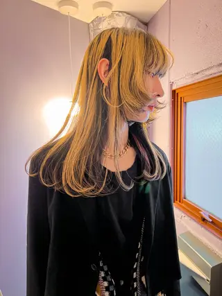 セミロング カラー メンズ ハイトーン/デザイン /ひさやのヘアスタイル