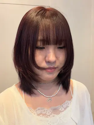 ミディアム カラー RIN／韓国ヘア レイヤーカットのヘアスタイル