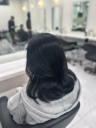 ミディアム カラー パーマ ヘアアレンジ メンズ キッズ ブリーチなしカラー/ ブラウン/レイヤーのヘアスタイル