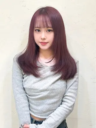 セミロング レイヤー/ラベンダー オージュア/枝元唯のヘアスタイル