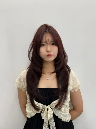 ロング カラー レイヤー/艶カラー /韓国ヘア/高松のヘアスタイル