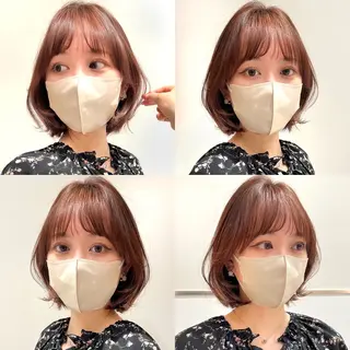 ミディアム カラー パーマ ヘアアレンジ 小野寺瑞希 /最小顔カットのヘアスタイル