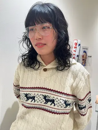 ミディアム パーマ GO TODAY シェアサロン 表参道Flos店所属・nishi fuyumiのヘアスタイル