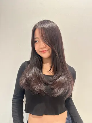 ロング カラー マイ/カットモデル /暖色カラーのヘアスタイル