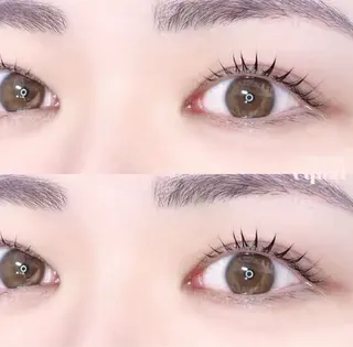 マツエク・マツパ hiyori /透明 感ピンク/ラベンダーのマツエク・マツパデザイン