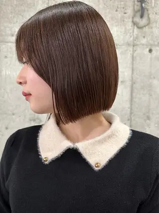 ショート 切りっぱなしボブ/ デザインカラー店長のヘアスタイル