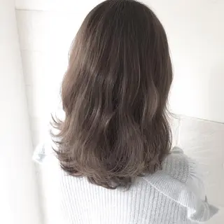 セミロング カラー パーマ ヘアアレンジ ◆感動口コミ/最小顔 理論カット◆森口 峻のヘアスタイル
