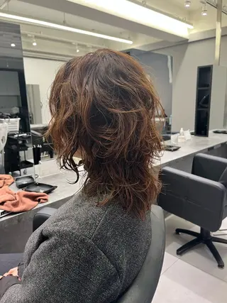 セミロング パーマ カットモデル募集 村上海成のヘアスタイル