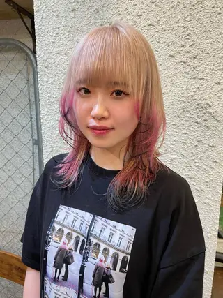 ミディアム カラー ヘアアレンジ 〽️magico/ ウルフDaiki〽️のヘアスタイル