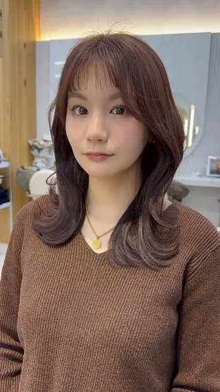 セミロング カラー 顔周り特化/韓国ヘア /レイヤー/吉野幸大のヘアスタイル
