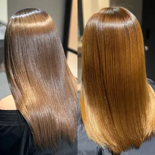 ロング パーマ ブリーチなしカラー I 髪質改善Ⅰたつやのヘアスタイル