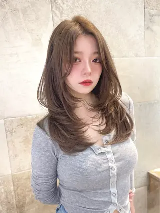 セミロング カラー 荻野 峻輔/レイヤー /韓国ヘア/艶カラーのヘアスタイル