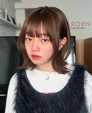 ミディアム カラー レイヤー/ボブ/透明 感カラー/佐藤奈由のヘアスタイル