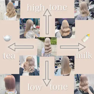 セミロング カラー 韓国ヘア特化💍 tiam💍ブリーチのヘアスタイル