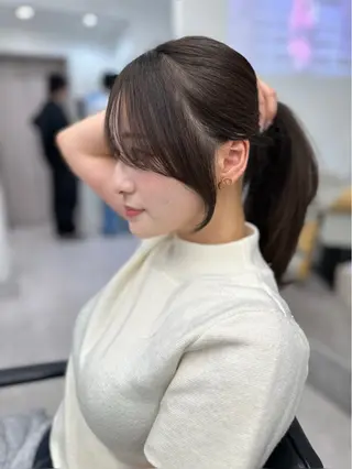 セミロング 前髪顔まわりカット 🌈中村海聖のヘアスタイル