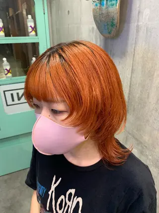 ミディアム カラー ハイトーン/メンズ/ ウルフ特化   小松のヘアスタイル