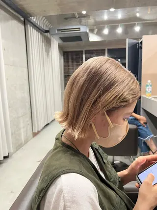 ショート カラー ボブパーマコテ巻き風 パーマNo1深江秀平のヘアスタイル