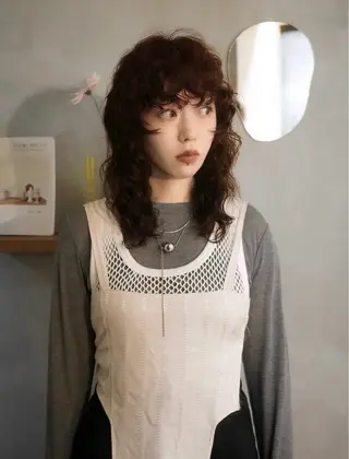 ミディアム パーマ 小野 龍樹のヘアスタイル