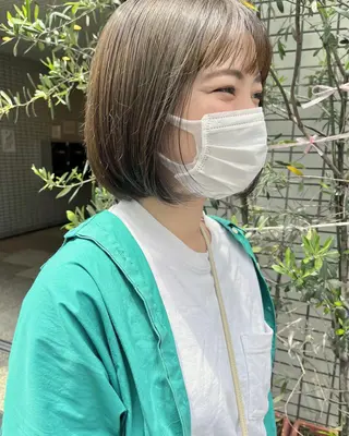 ミディアム カラー ヘアアレンジ 🌷ボブ/髪質改善 ストレートのヘアスタイル