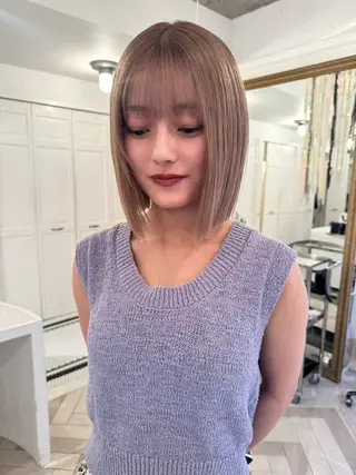 カラー ブリーチカラー🎀 韓国風/寺門美優のヘアスタイル