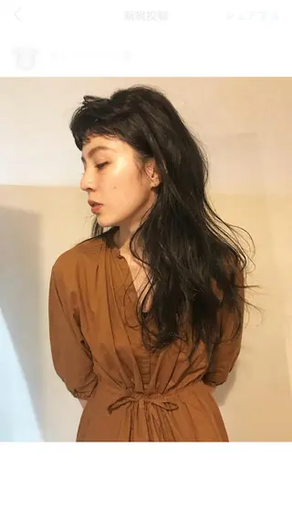 ロング カラー パーマ ヘアアレンジ FRAME所属・FRAME/髪を育 てる/大人デザインのヘアスタイル