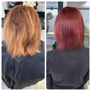 ショート け んブリーチ縮毛矯正のヘアスタイル