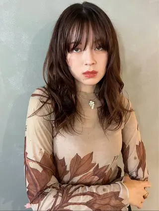 セミロング tamakawa hinaのヘアスタイル