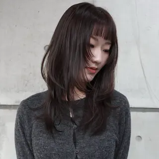 セミロング カラー nonoka オリーブ/レイヤーのヘアスタイル