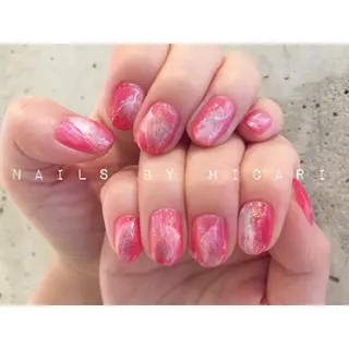 ショート カラー ネイル マツエク・マツパ illum hicariのネイルデザイン