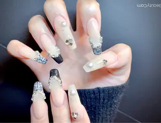 ネイル I-nailロング /ワンホン/キラキラのネイルデザイン