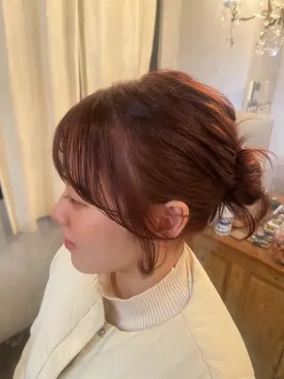 セミロング 藤井 美歩/赤髪のヘアスタイル