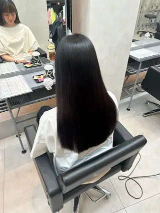 ロング カラー 顔まわりレイヤー×透 明感カラー/しずくのヘアスタイル