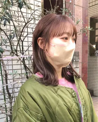 ミディアム カラー ハイトーン/ブリーチ 似合せカット/パーマのヘアスタイル