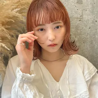 ミディアム カラー 暖色/艶髪/ボブ/ ショート/Ayaのヘアスタイル