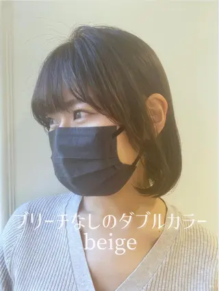 ショート カラー ベージュ/インナー カラー🤍Rieのヘアスタイル