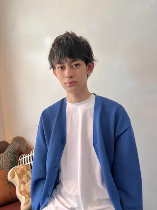 メンズ 柔らかブラウン/顔周 りレイヤー♡ユウシのヘアスタイル