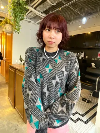 ミディアム カラー パーマ レイヤー／似合わせ TAKUYAのヘアスタイル