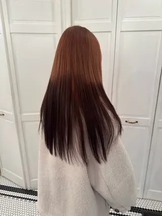 カラー ブリーチカラー🎀 韓国風/寺門美優のヘアスタイル